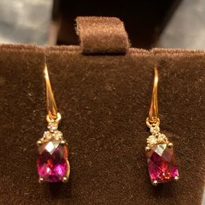 Levian Rhodolite Drop Earrings in Strawberry Gold